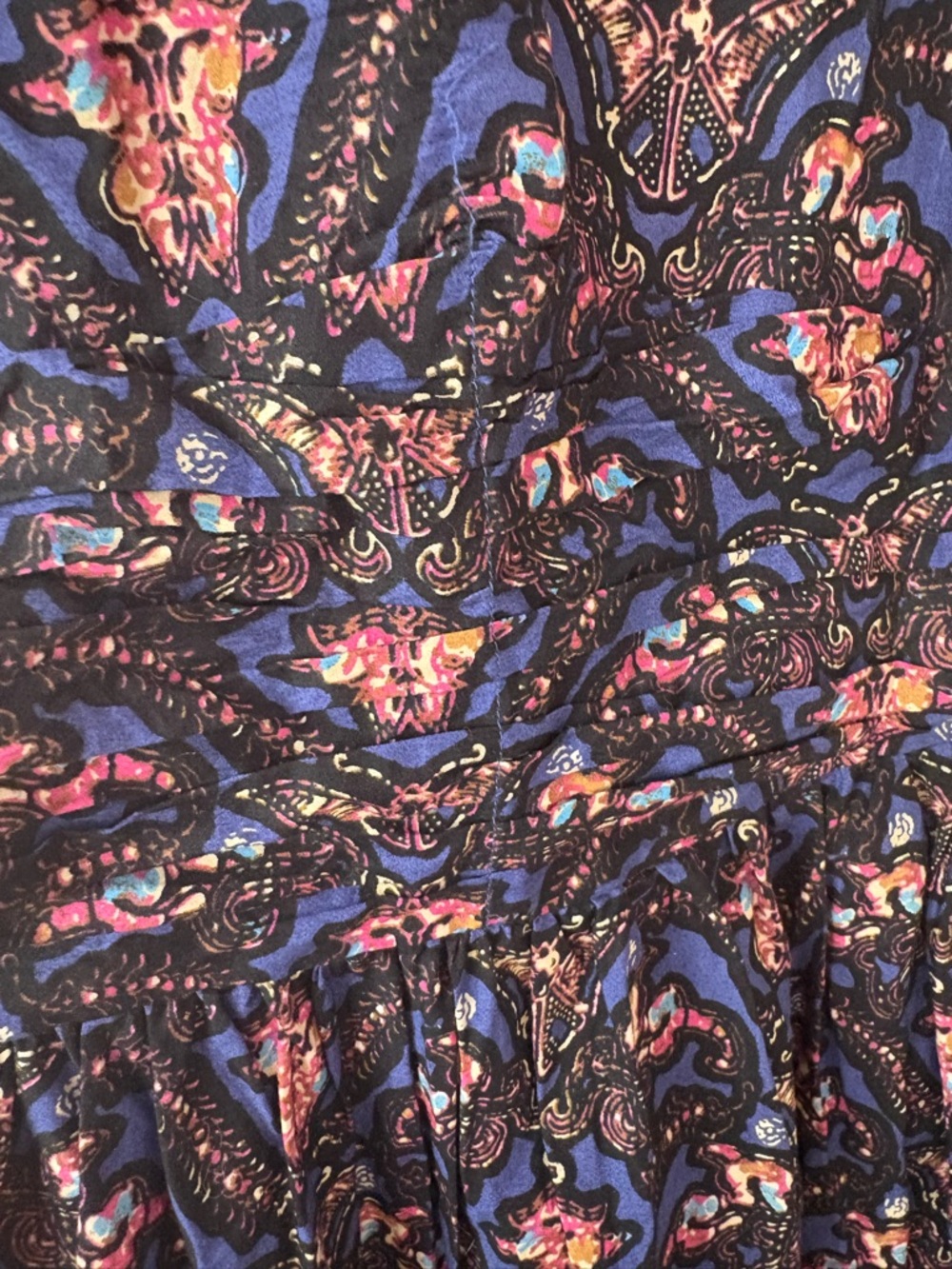 NWT Caroline Constas Floral Paisley Navy Midi Dress with Ruffled Sleeves - Picture 4 of 8